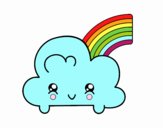 Nube con arco iris kawaii