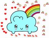 Nube con arco iris kawaii