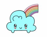 Nube con arco iris kawaii