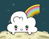 Nube con arco iris kawaii