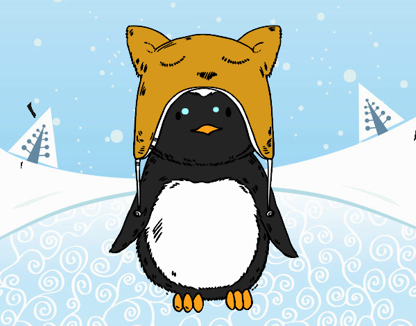 Pingüino con gorrito divertido