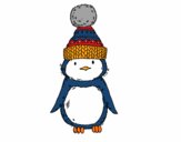 Pingüino con gorro de invierno