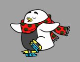 Pingüino patinando sobre hielo