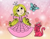 Princesa con gato y mariposa