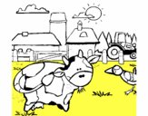 Vaca en la granja