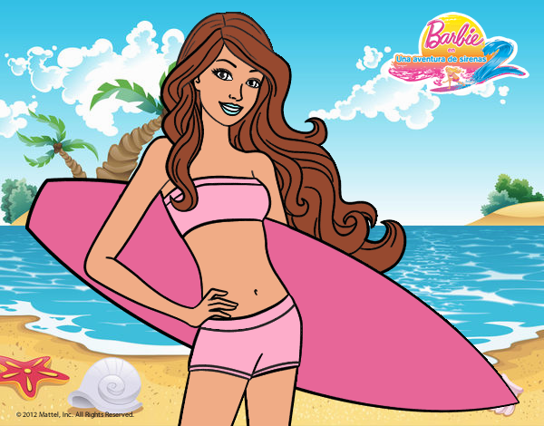 Barbie con tabla de surf