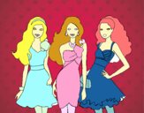 Barbie y sus amigas vestidas de fiesta