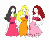 Barbie y sus amigas vestidas de fiesta