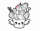 Cupcake kawaii con fresa