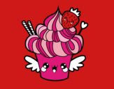 Cupcake kawaii con fresa