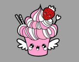 Cupcake kawaii con fresa