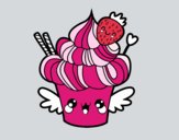 Cupcake kawaii con fresa