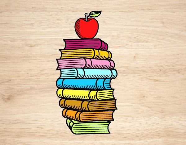 Libros y manzana