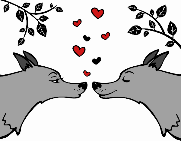 Dibujo de Lobos enamorados pintado por en  el día 19-07-20 a las  02:51:13. Imprime, pinta o colorea tus propios dibujos!