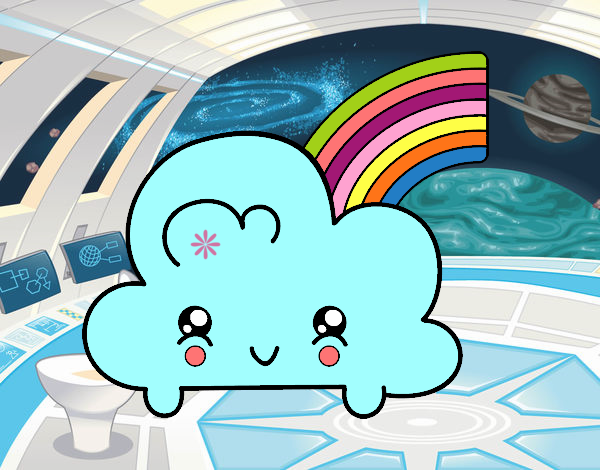 Nube con arco iris kawaii