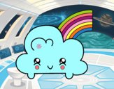 Nube con arco iris kawaii