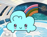 Nube con arco iris kawaii