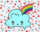 Nube con arco iris kawaii