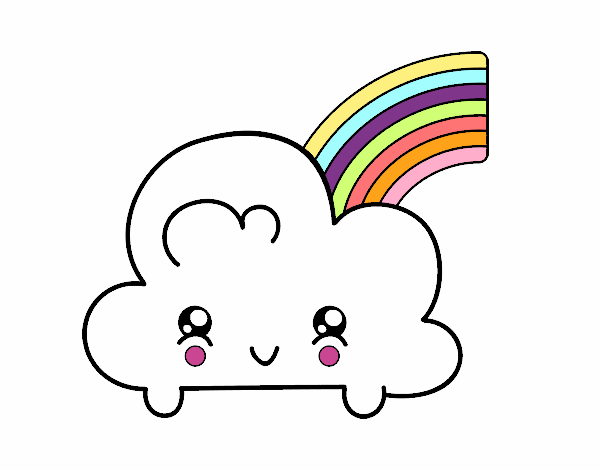 Nube con arco iris kawaii