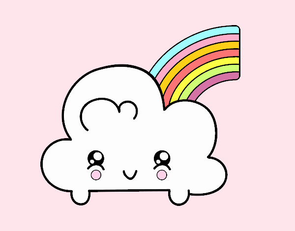 Nube con arco iris kawaii