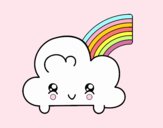 Nube con arco iris kawaii