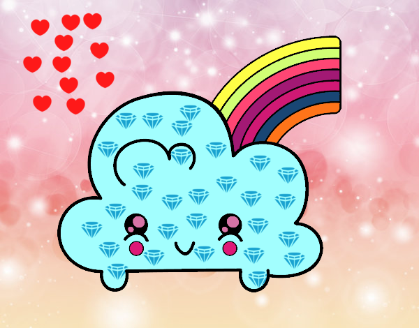 Nube con arco iris kawaii