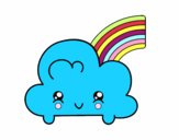 Nube con arco iris kawaii