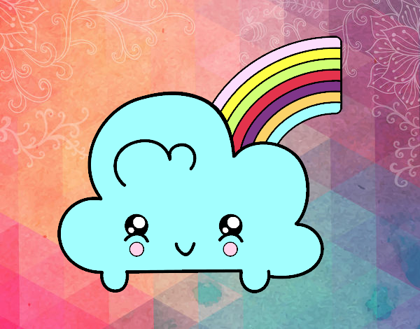 Nube con arco iris kawaii