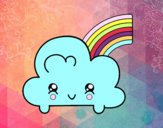 Nube con arco iris kawaii