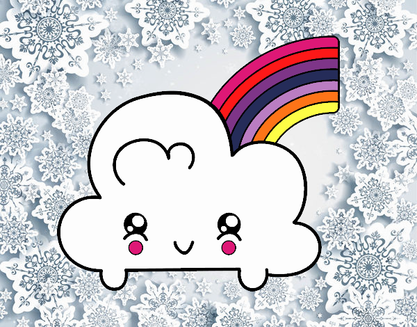 Nube con arco iris kawaii