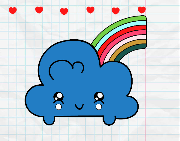 Nube con arco iris kawaii