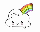 Nube con arco iris kawaii