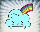 Nube con arco iris kawaii