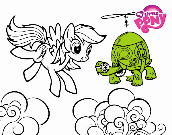Desenho de Rainbow Dash and Tank Turtle para Colorir - Colorir.com