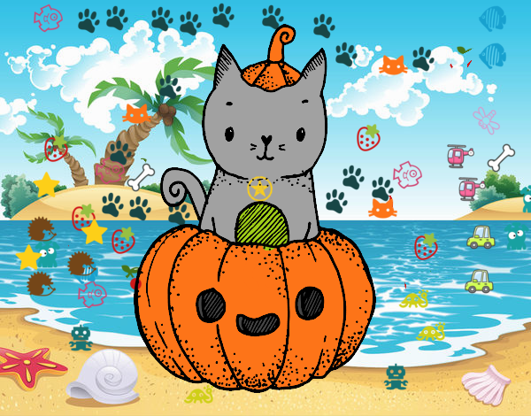 Un gatito de Halloween