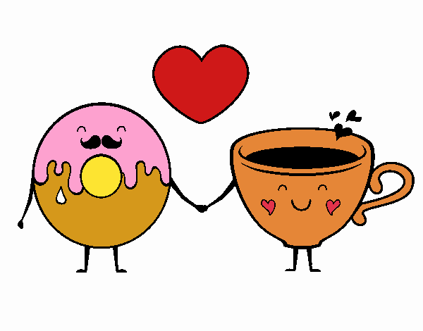 Dibujo de Amor entre dónut y té pintado por en  el día 21-07-20  a las 18:16:02. Imprime, pinta o colorea tus propios dibujos!