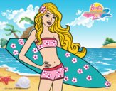 Barbie con tabla de surf