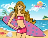 Barbie con tabla de surf