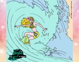 Barbie practicando surf