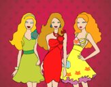 Barbie y sus amigas vestidas de fiesta