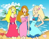 Barbie y sus amigas vestidas de fiesta