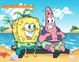 Bob Esponja y Patricio en bañador