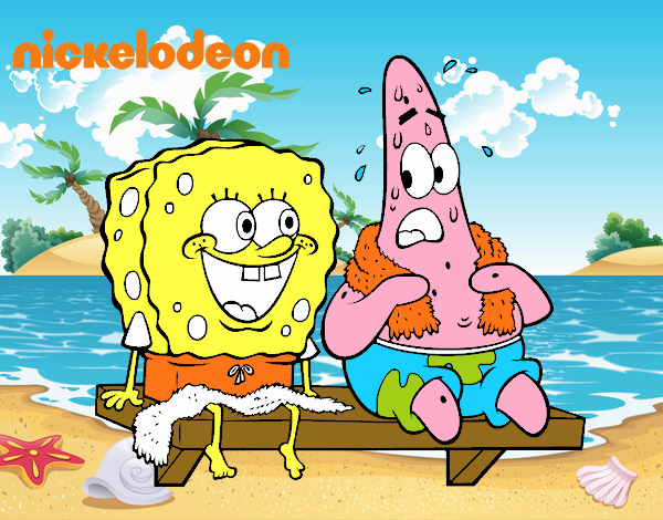 Bob Esponja y Patricio en bañador