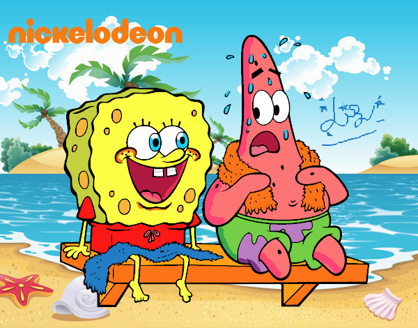 Bob Esponja y Patricio en bañador