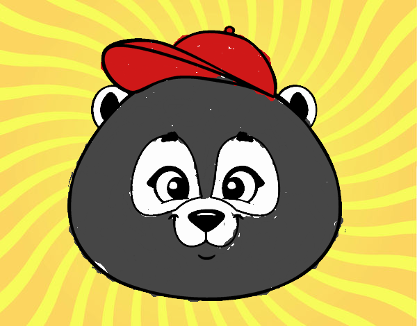 Cara de oso panda con gorro