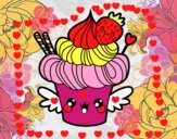 Cupcake kawaii con fresa