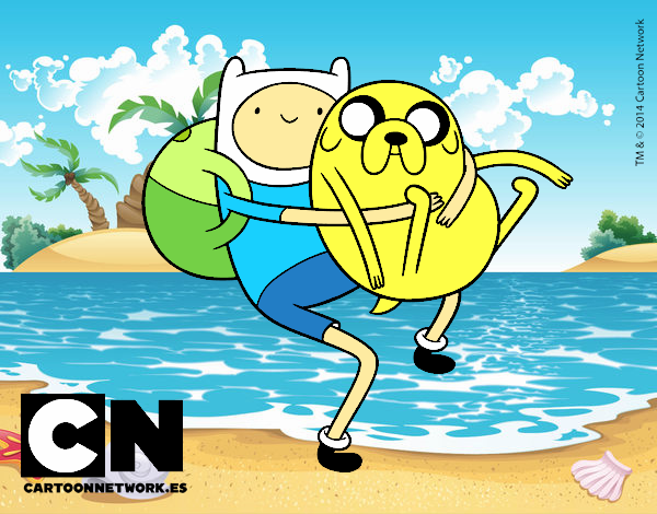 Finn y Jake abrazados