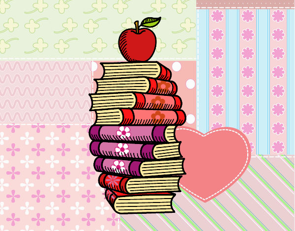 Libros y manzana