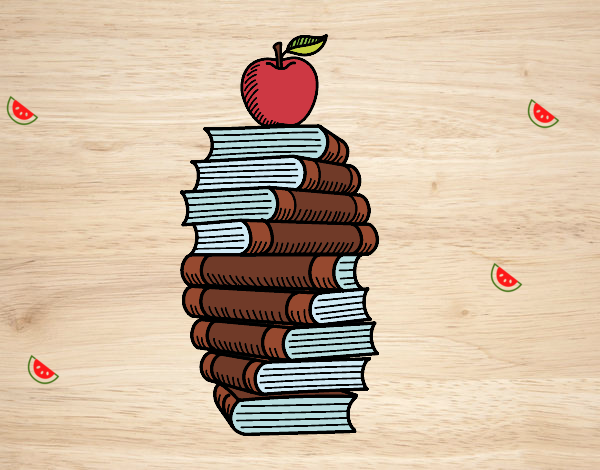 Libros y manzana