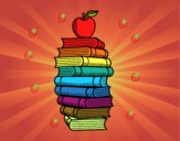 Libros y manzana